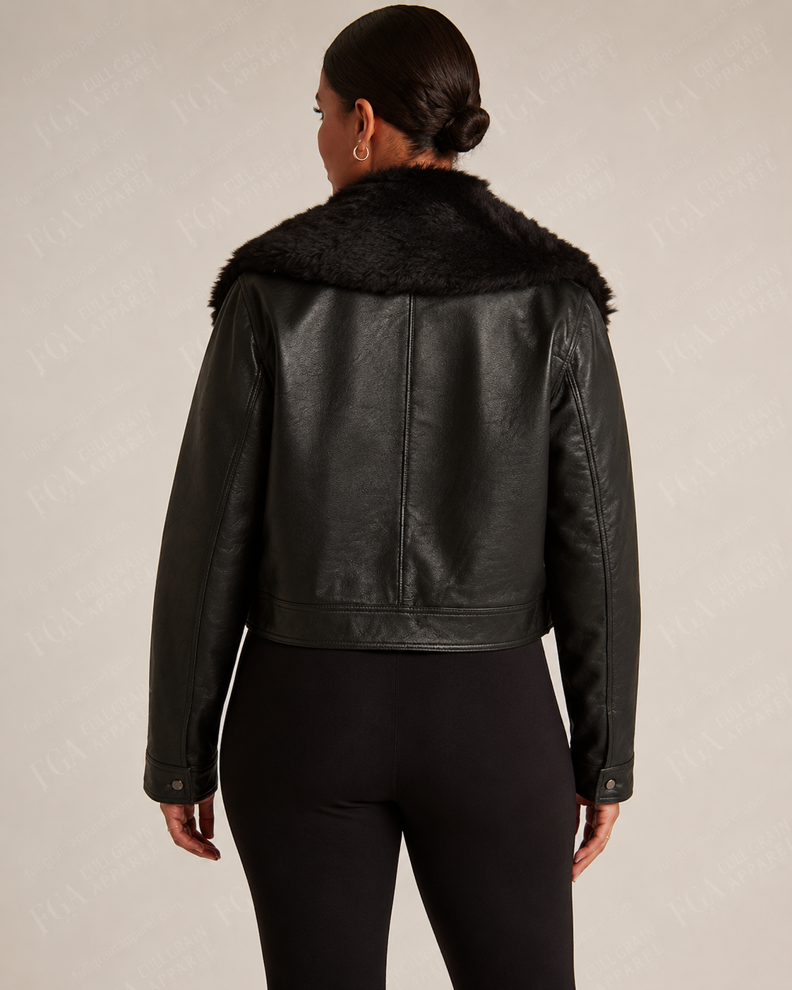 Women's Black Shearling Leather Jacket | Aviator Biker | Full Grain Apparel