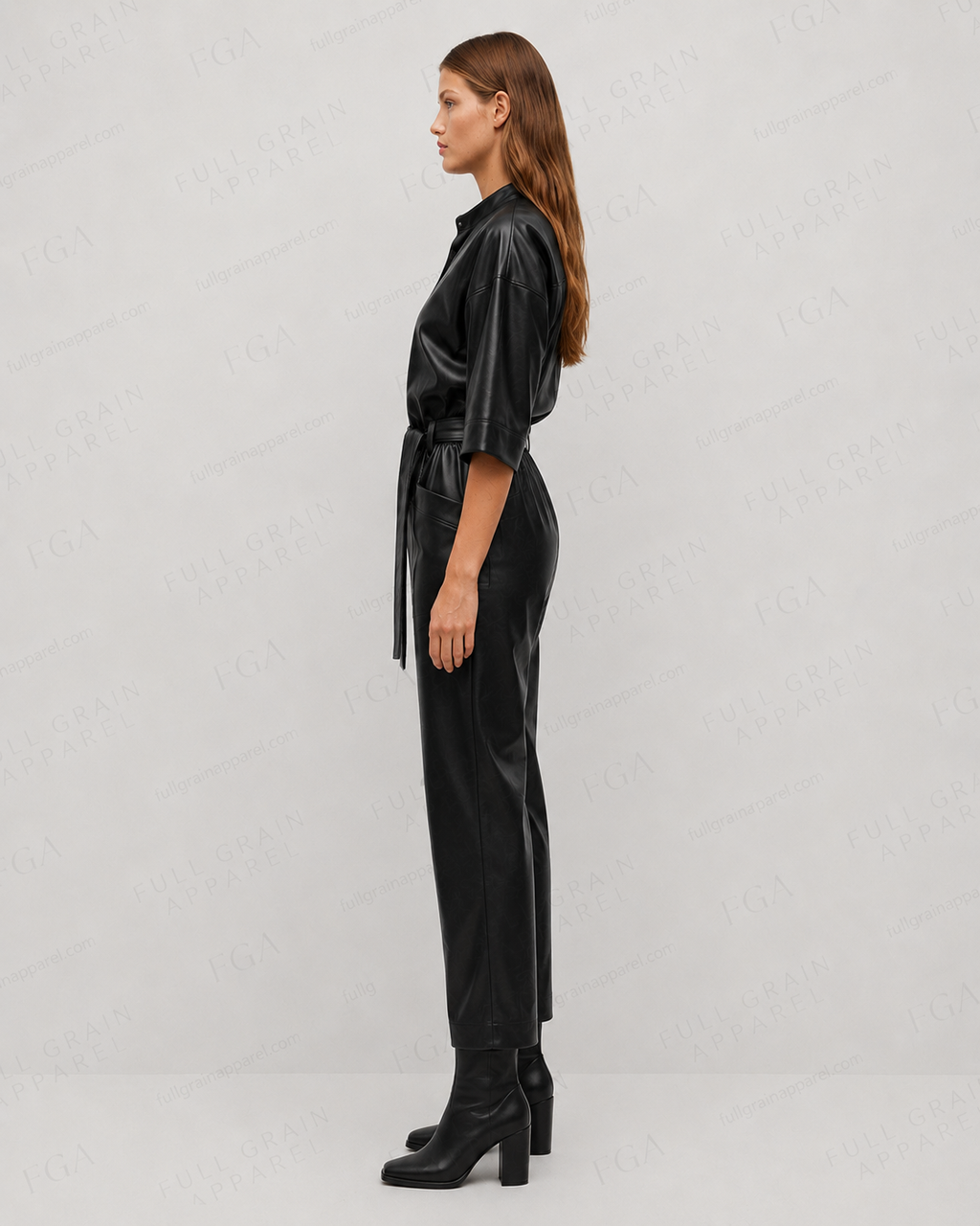 Women's Black Leather Jumpsuit | Luxury Utility | Full Grain Apparel