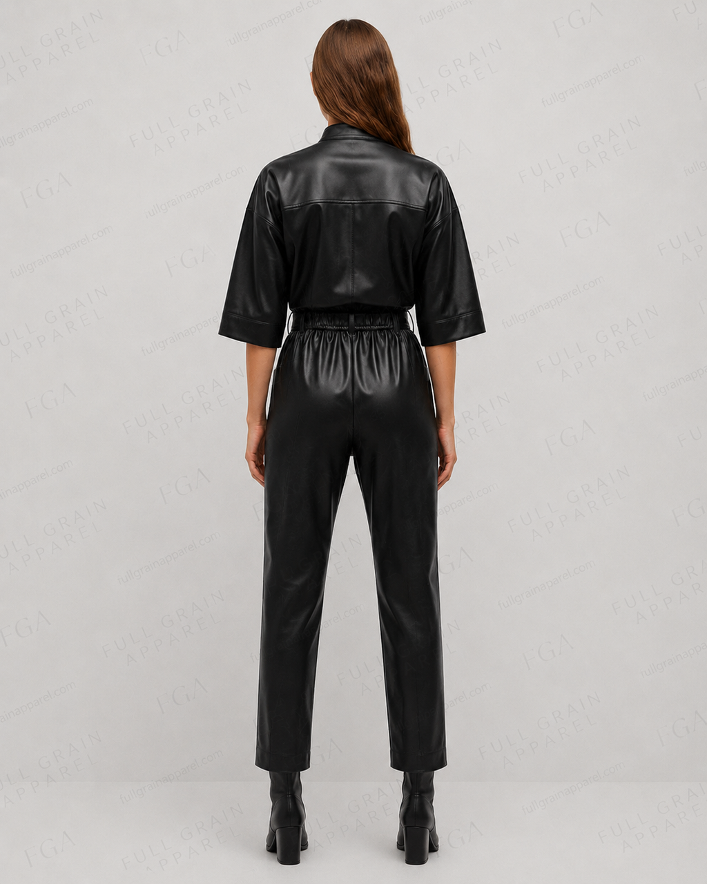 Women's Black Leather Jumpsuit | Luxury Utility | Full Grain Apparel