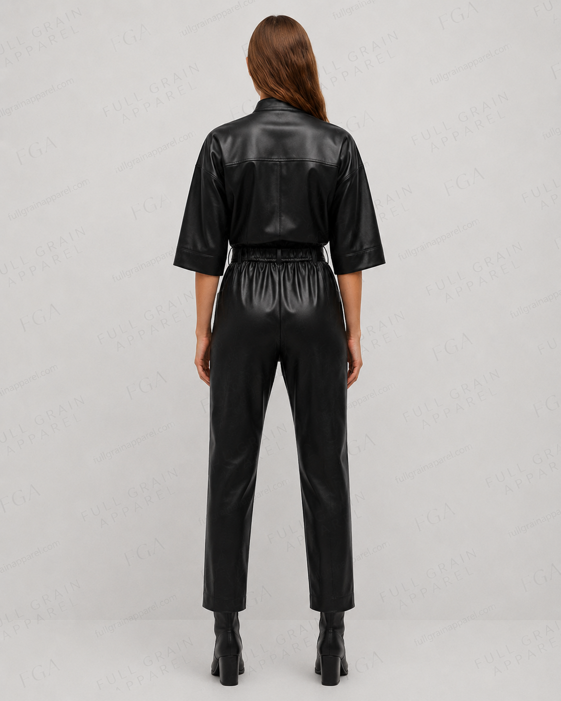 Women's Black Leather Jumpsuit | Luxury Utility | Full Grain Apparel