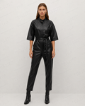 Women's Black Leather Jumpsuit | Luxury Utility | Full Grain Apparel