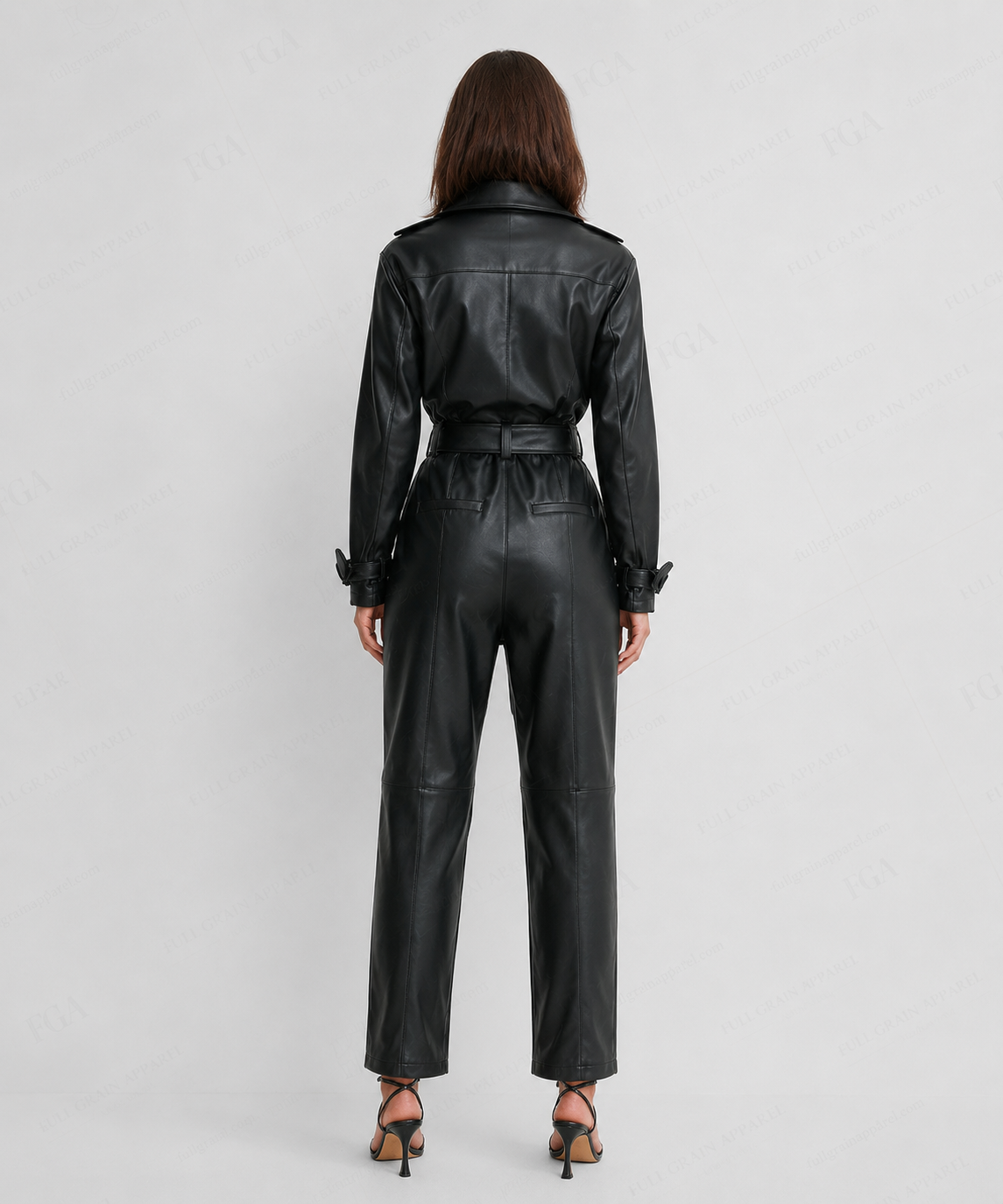 Women's Black Leather Jumpsuit | Luxury Full Body Jumpsuit | Full Grain Apparel