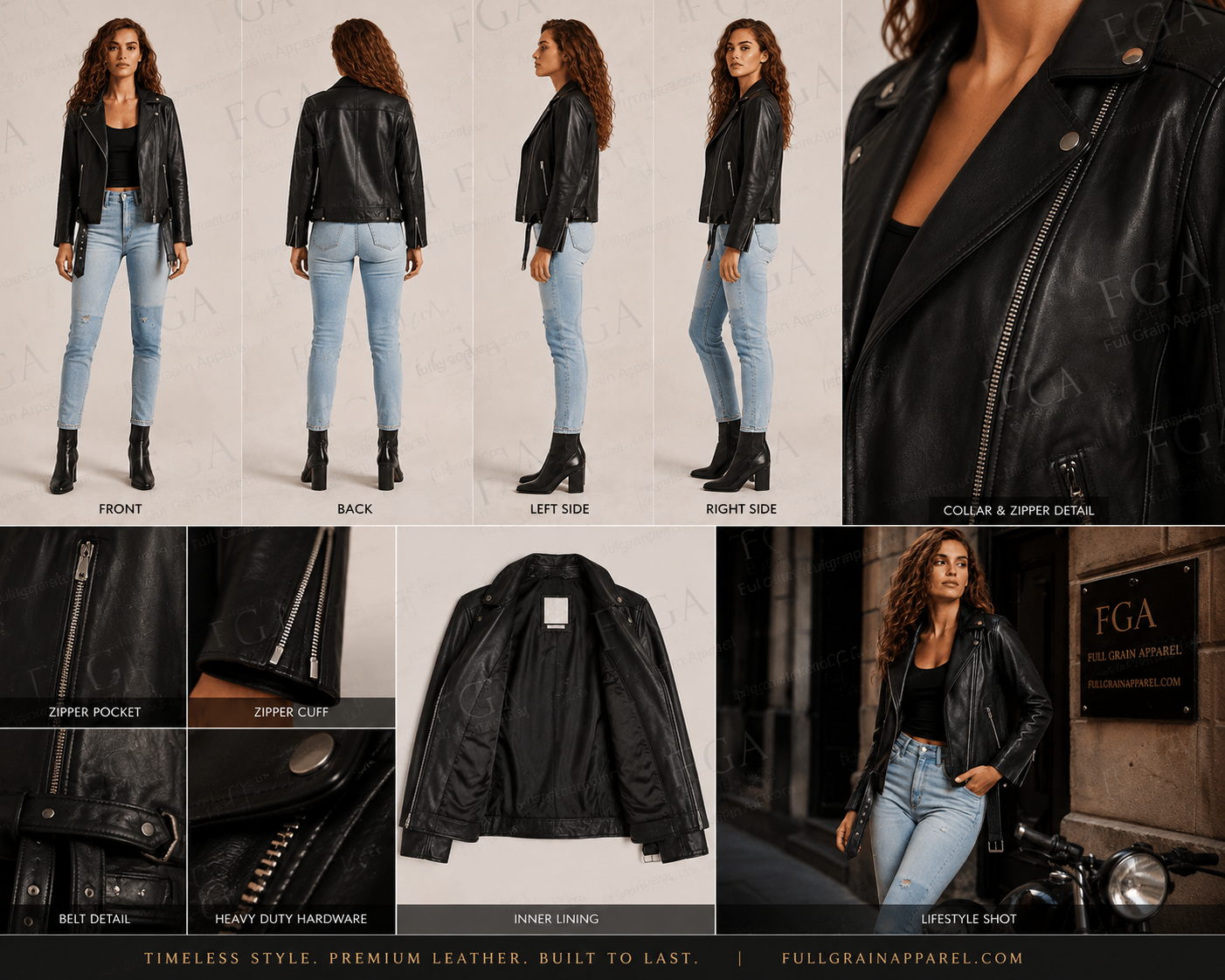 Women's Black Biker Leather Jacket | Luxury Moto | Full Grain Apparel