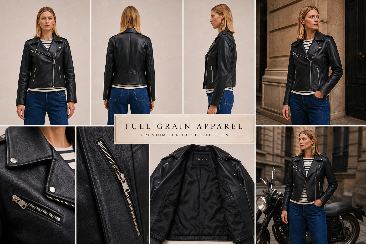Women's Black Moto Leather Jacket | Slim Biker | Full Grain Apparel