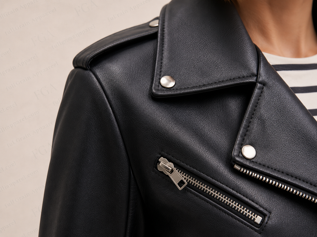 Women's Black Moto Leather Jacket | Slim Biker | Full Grain Apparel