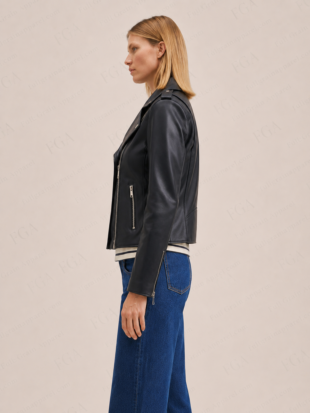 Women's Black Moto Leather Jacket | Slim Biker | Full Grain Apparel