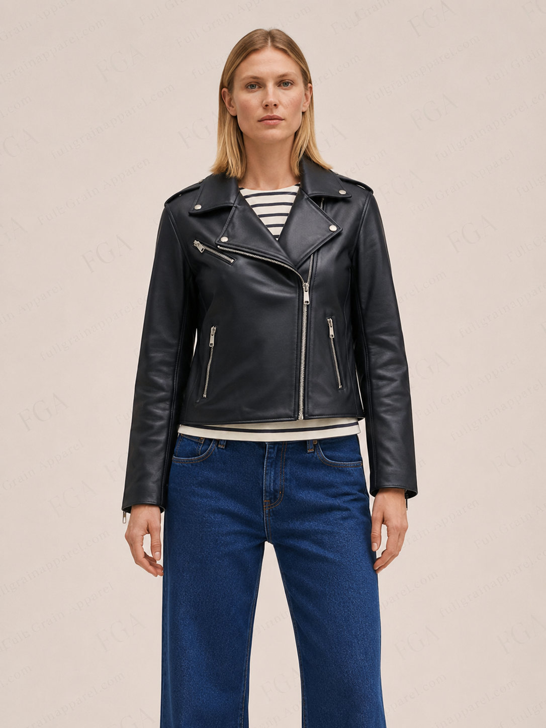 Women's Black Moto Leather Jacket | Slim Biker | Full Grain Apparel