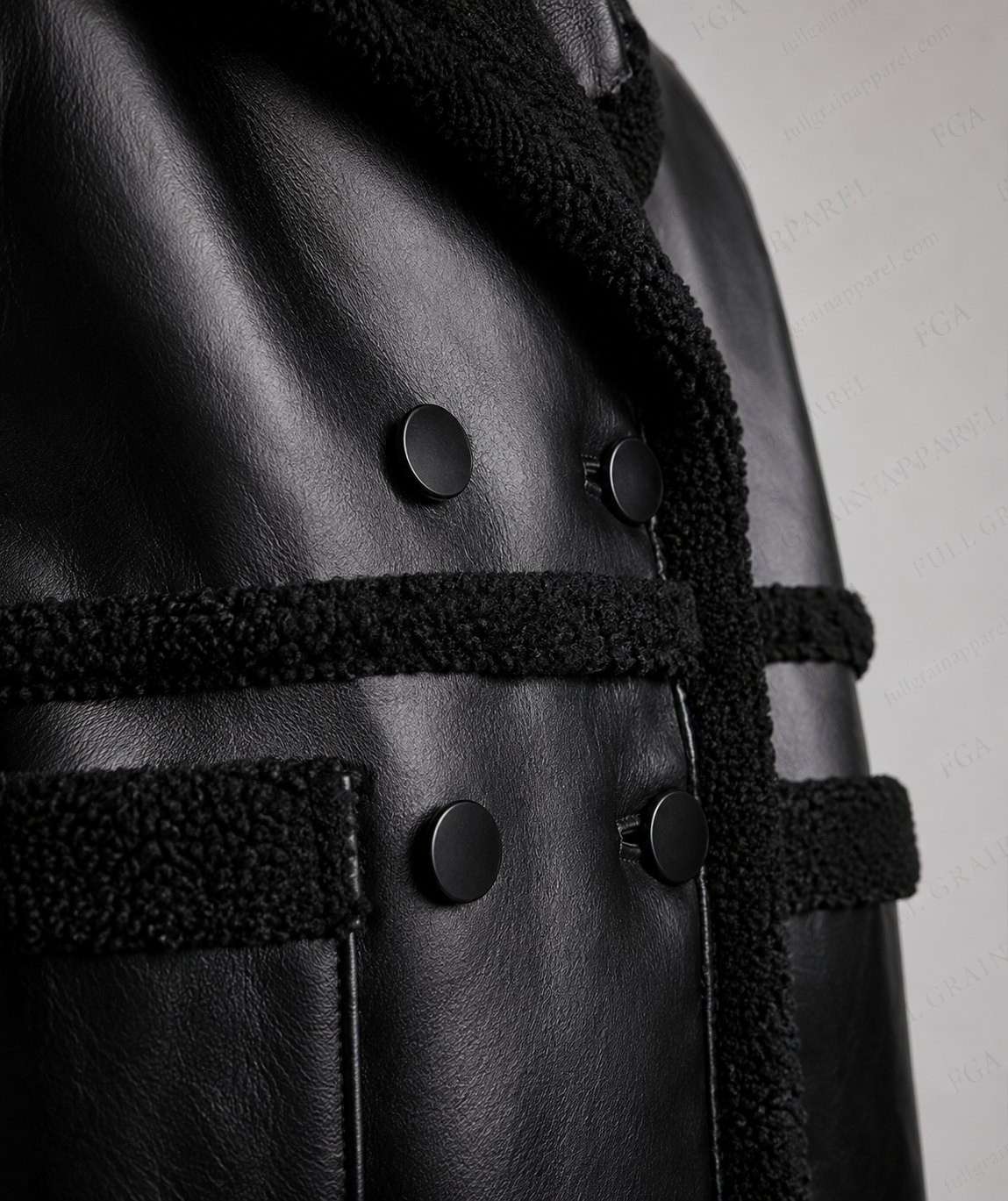 Women's Black Shearling Leather Coat | Winter Trench | Full Grain Apparel