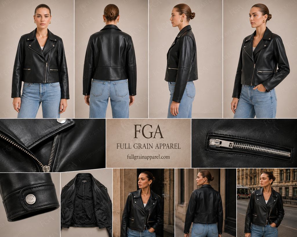 Women's Black Biker Leather Jacket | Minimalist Moto | Full Grain Apparel