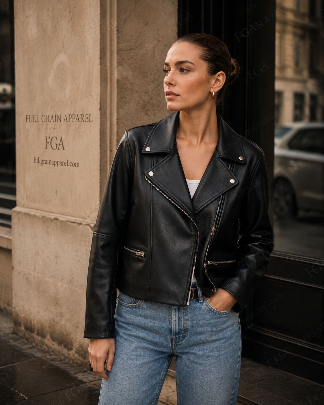 Women's Black Biker Leather Jacket | Minimalist Moto | Full Grain Apparel
