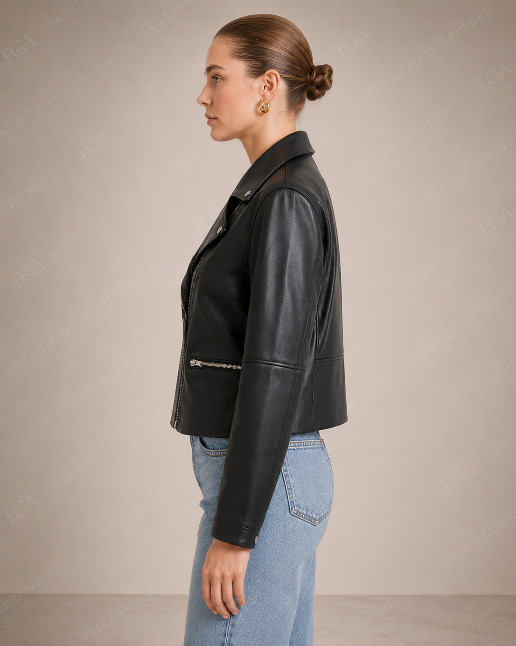 Women's Black Biker Leather Jacket | Minimalist Moto | Full Grain Apparel