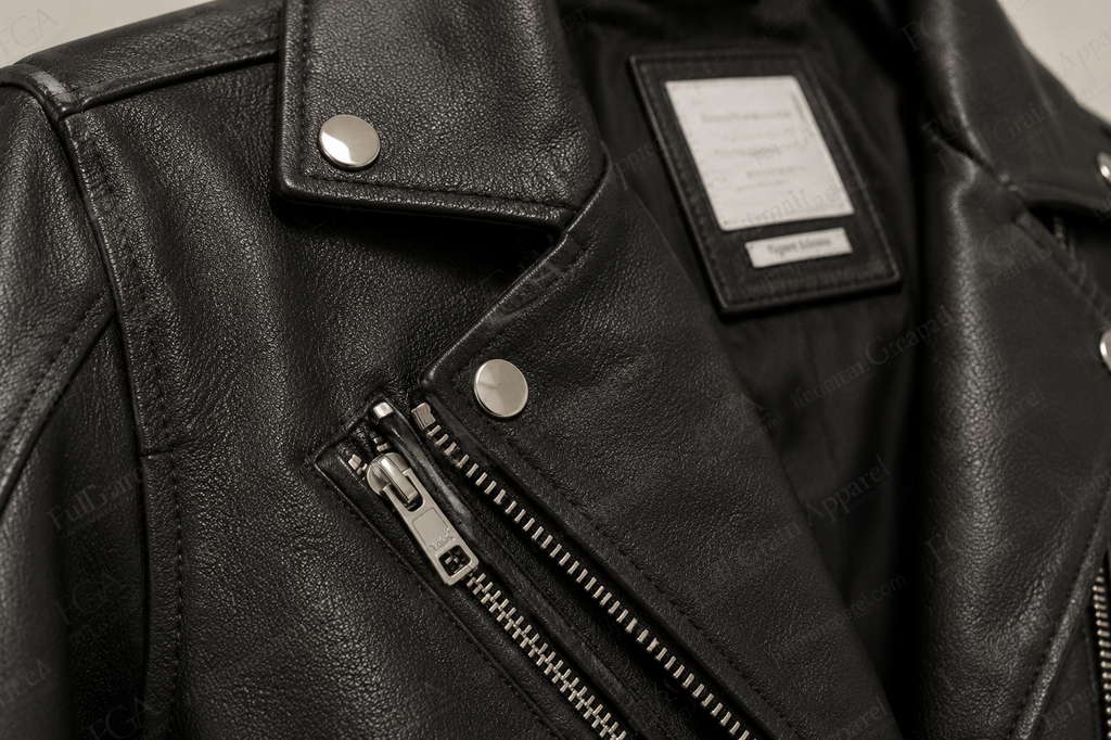 Women's Black Cropped Leather Jacket | Short Moto | Full Grain Apparel