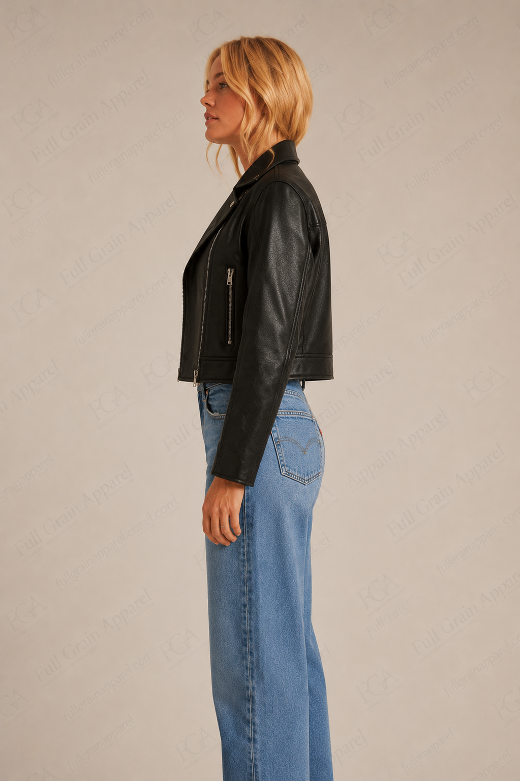 Women's Black Cropped Leather Jacket | Short Moto | Full Grain Apparel