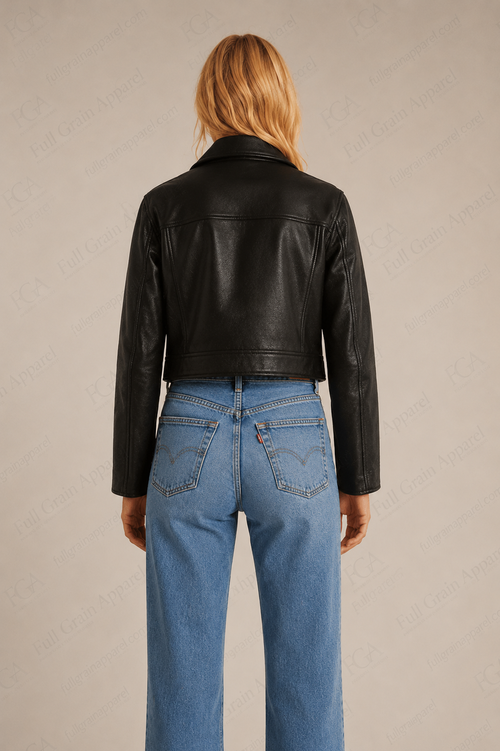 Women's Black Cropped Leather Jacket | Short Moto | Full Grain Apparel