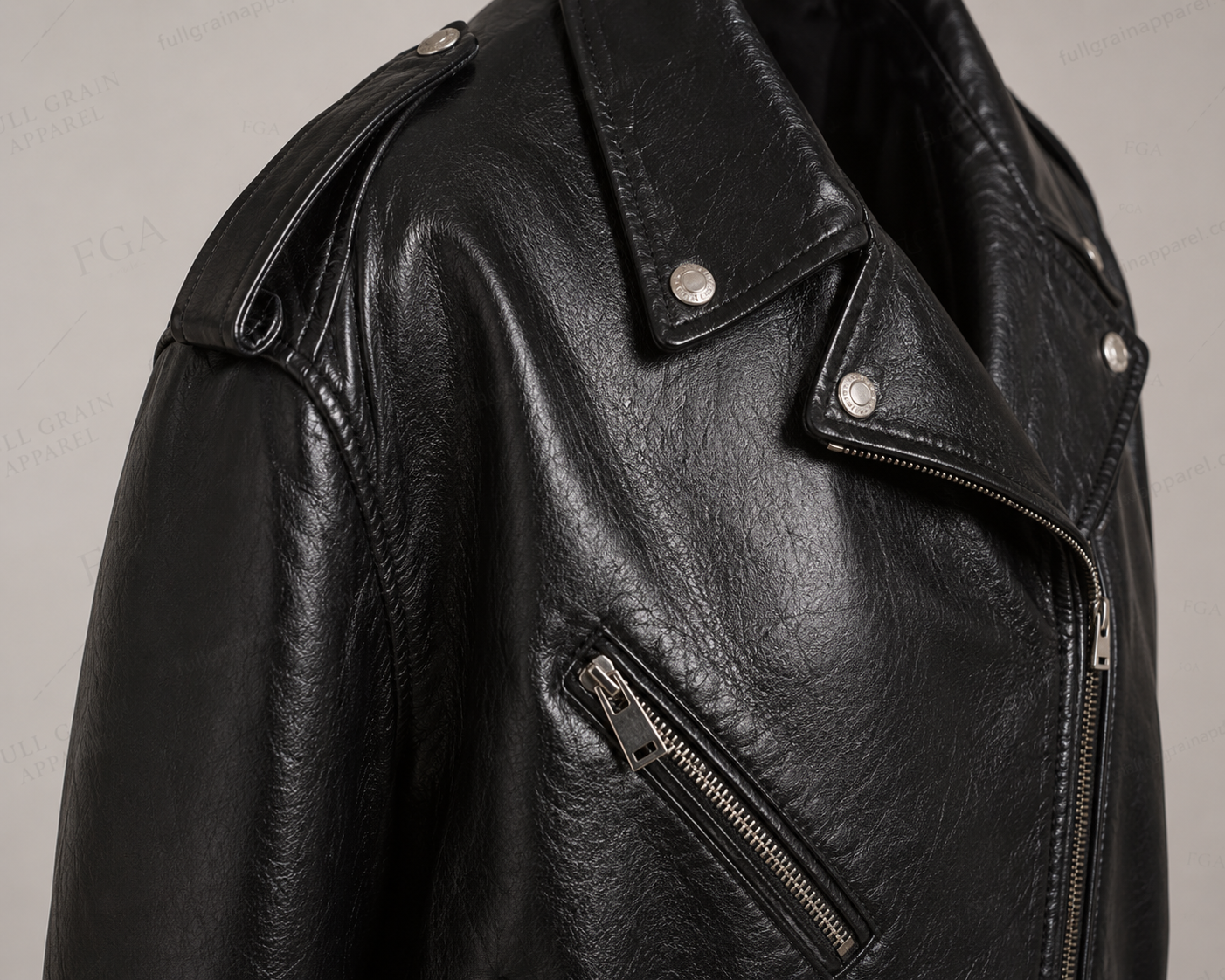 Women's Black Oversized Leather Biker Jacket | Moto | Full Grain Apparel