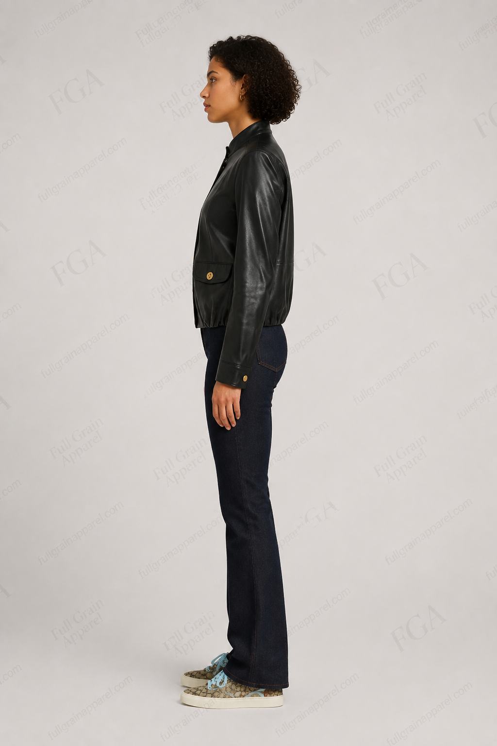 Women's Black Bomber Leather Jacket | Cafe Racer | Full Grain Apparel