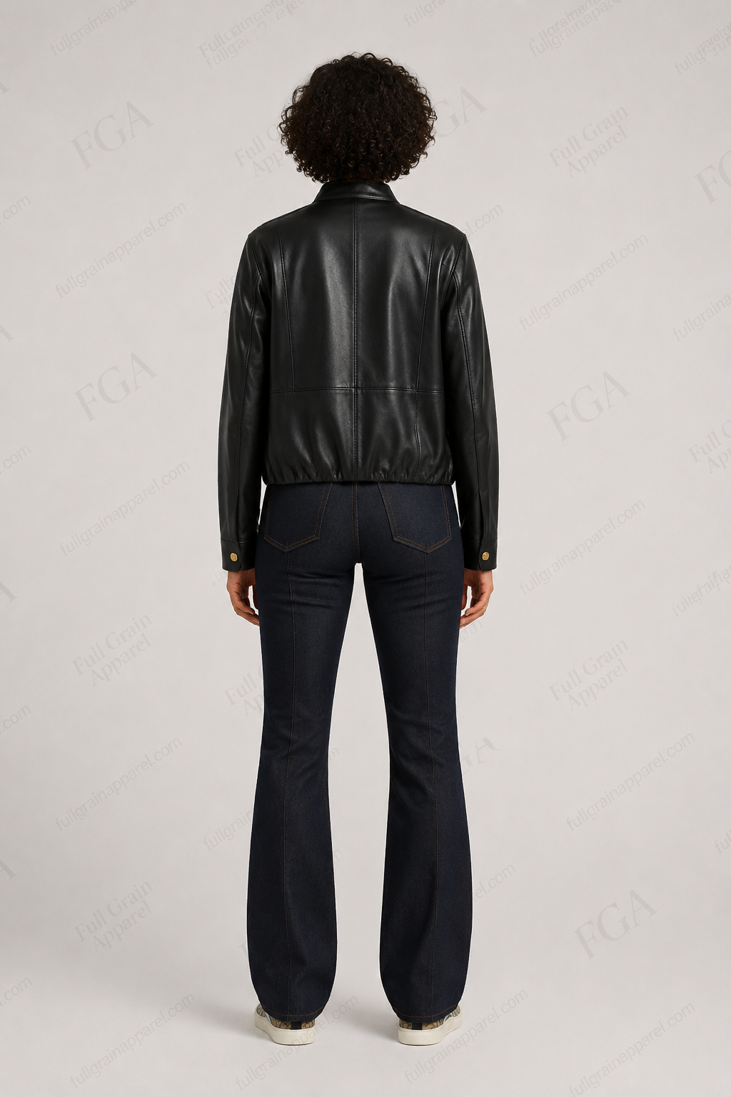 Women's Black Bomber Leather Jacket | Cafe Racer | Full Grain Apparel