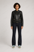 Women's Black Bomber Leather Jacket | Cafe Racer | Full Grain Apparel