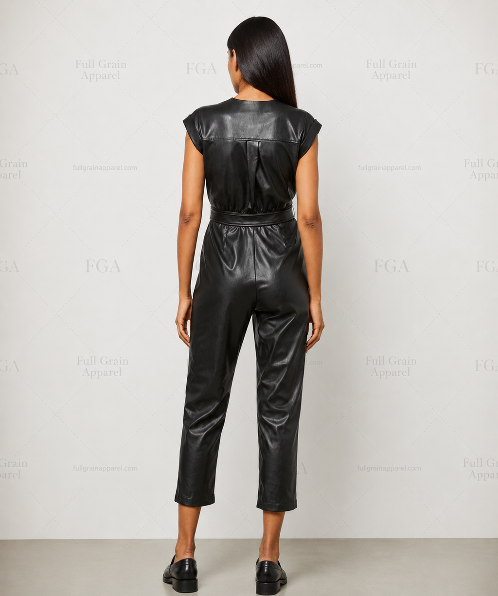 Women's Black Leather Jumpsuit | Luxury One Piece | Full Grain Apparel