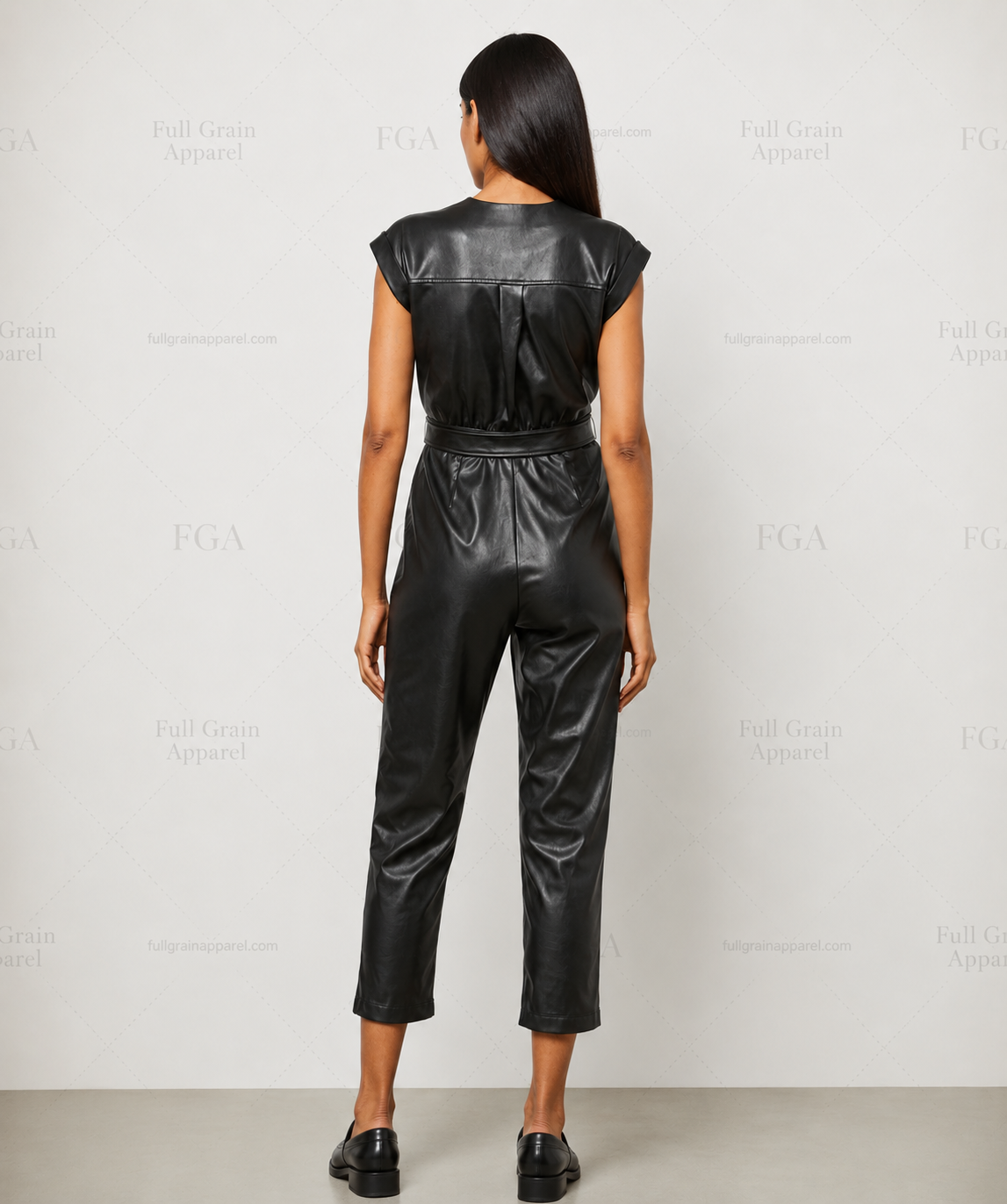 Women's Black Leather Jumpsuit | Luxury One Piece | Full Grain Apparel