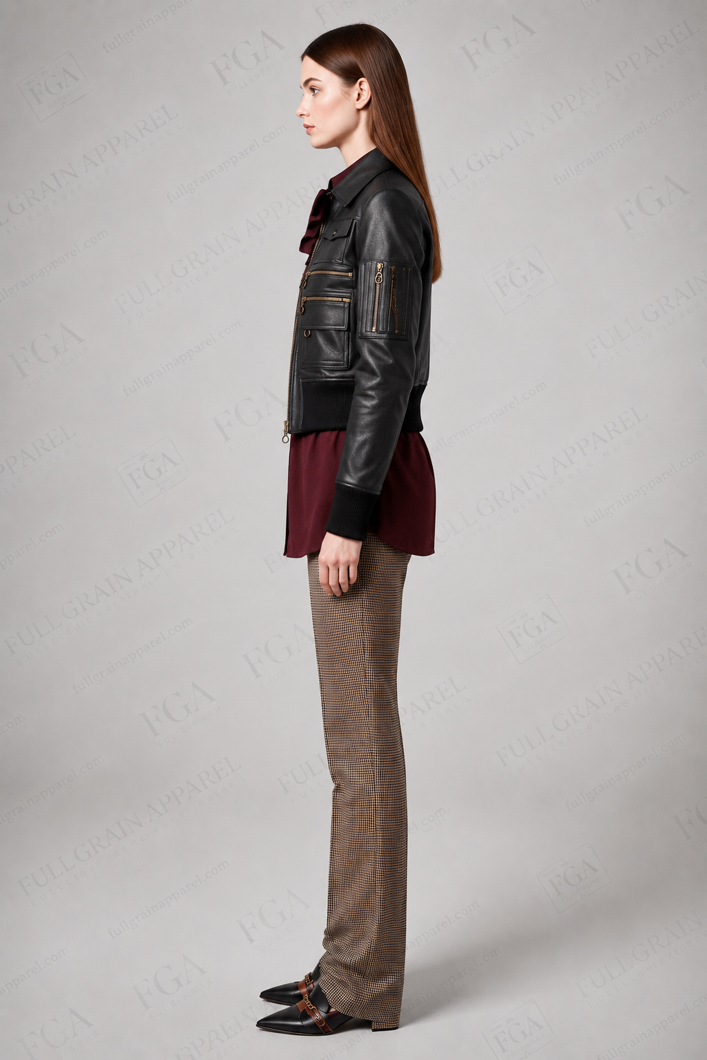 Women's Black Bomber Leather Jacket | Military Aviator | Full Grain Apparel