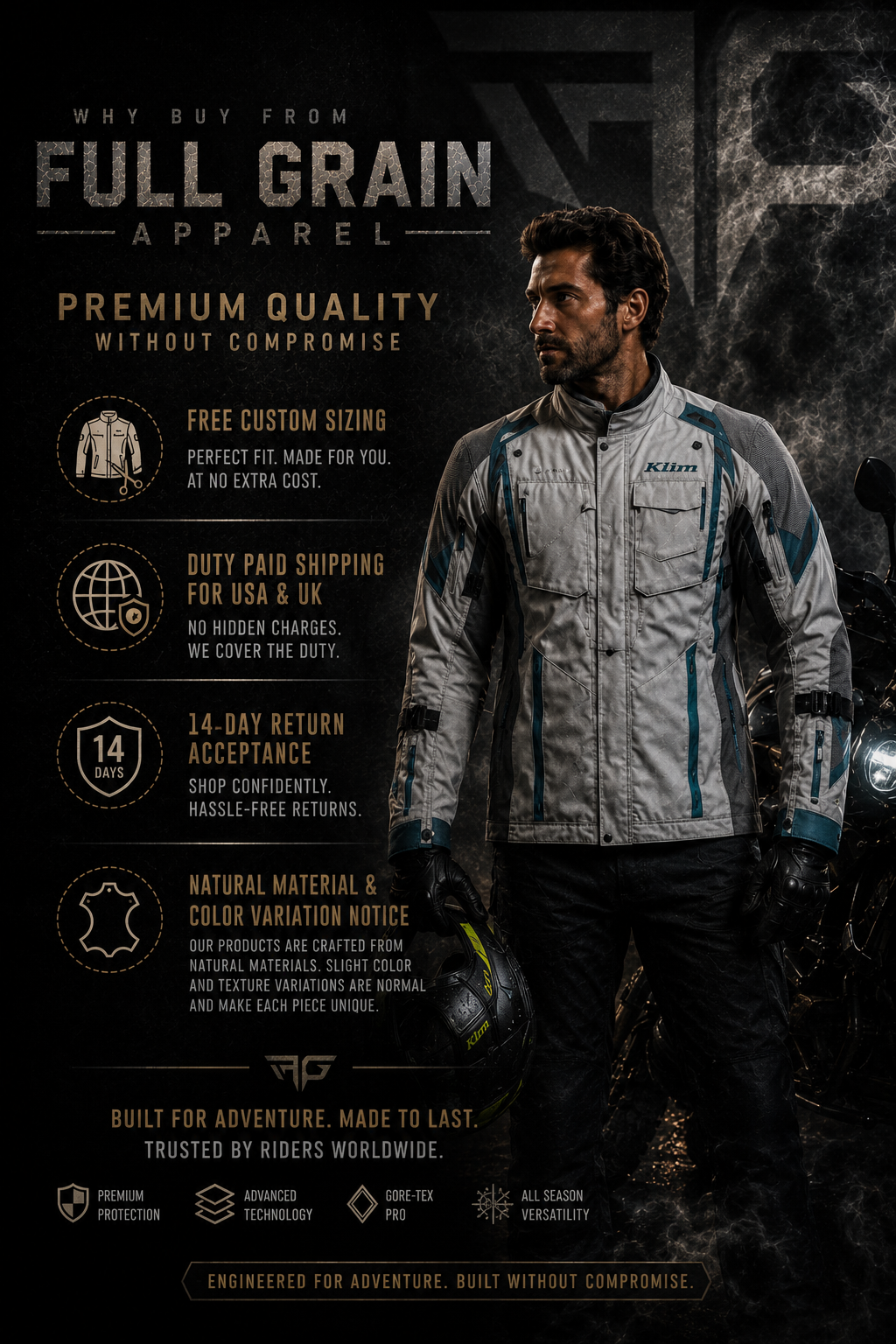 Men’s Klim Badlands Pro Adventure Touring Jacket | Full Grain Apparel