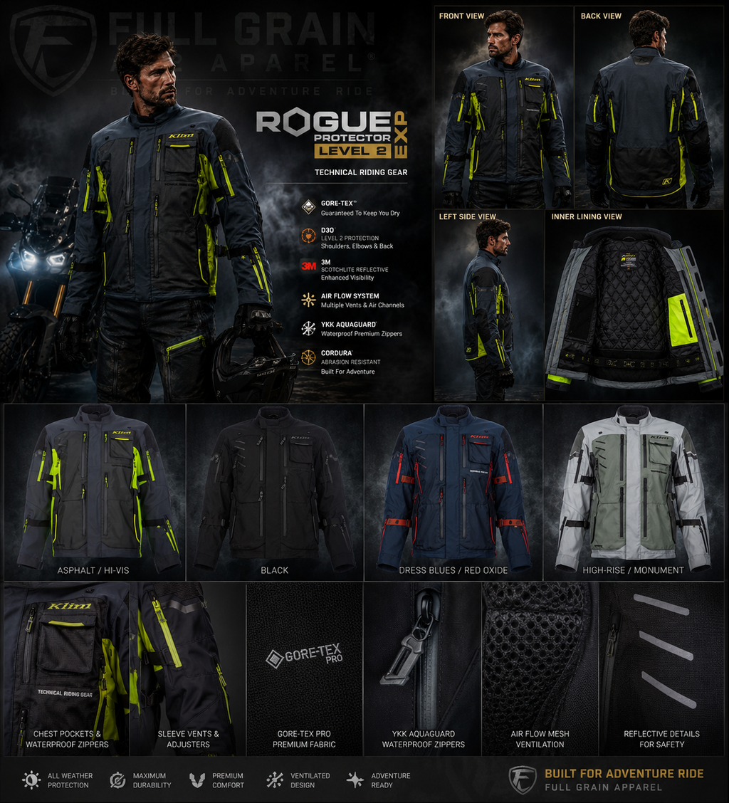 Men's Adventure Touring Motorcycle Jacket _ Klim Riding Gear_ Full Grain Apparel
