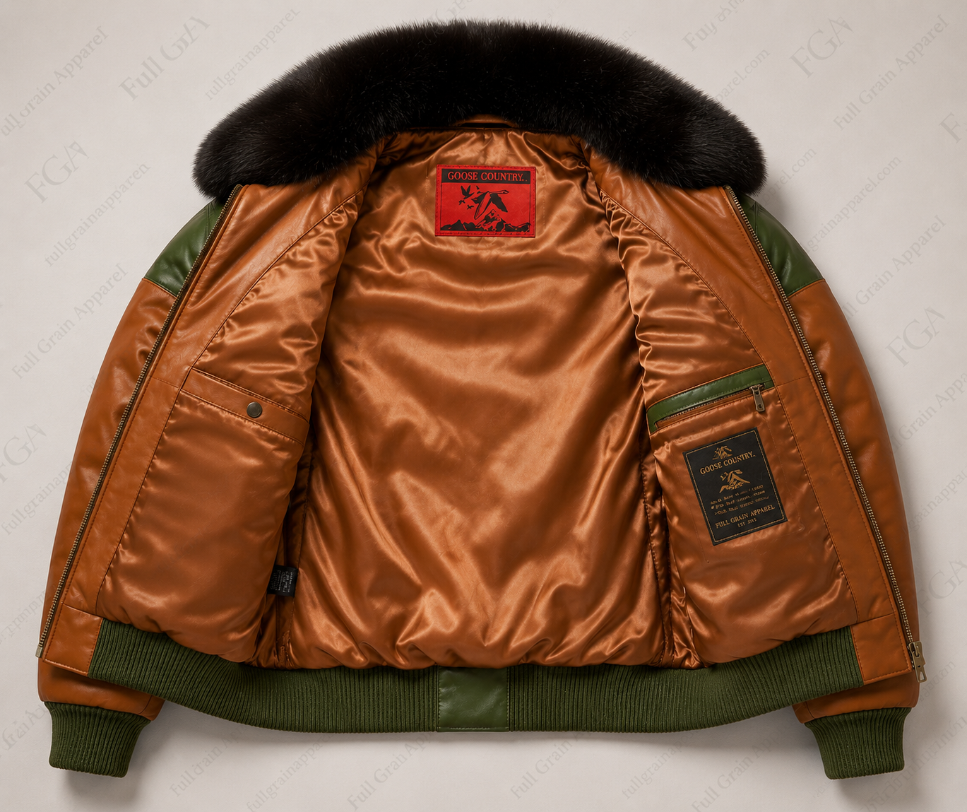 Men's Vintage Fur Collar Leather Bomber Jacket | Full Grain Apparel