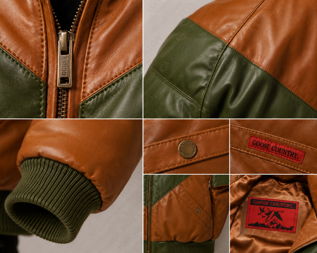 Men's Vintage Fur Collar Leather Bomber Jacket | Full Grain Apparel