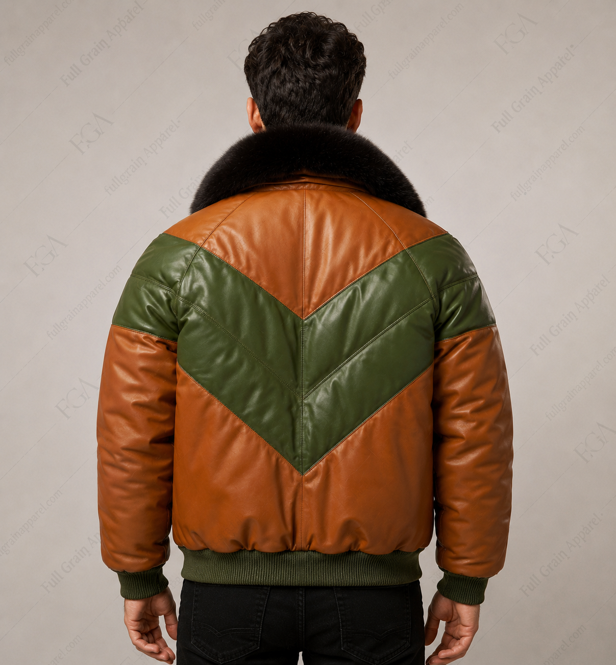 Men's Vintage Fur Collar Leather Bomber Jacket | Full Grain Apparel