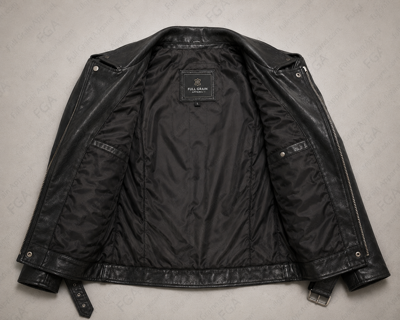 Chaqueta de cuero de motociclista negra para hombre, estilo moto, prenda de piel de grano completo