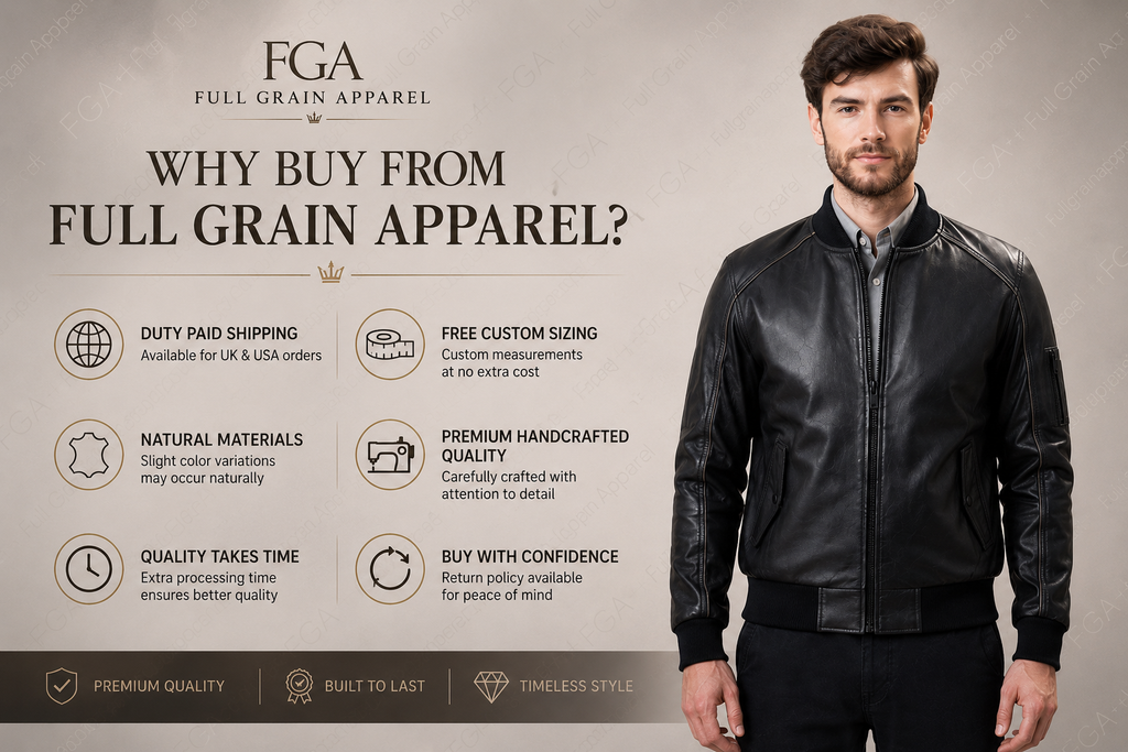Chaqueta Bomber de Cuero Negro para Hombre Estilo Piloto Moderno Confección en Piel Plena Flor