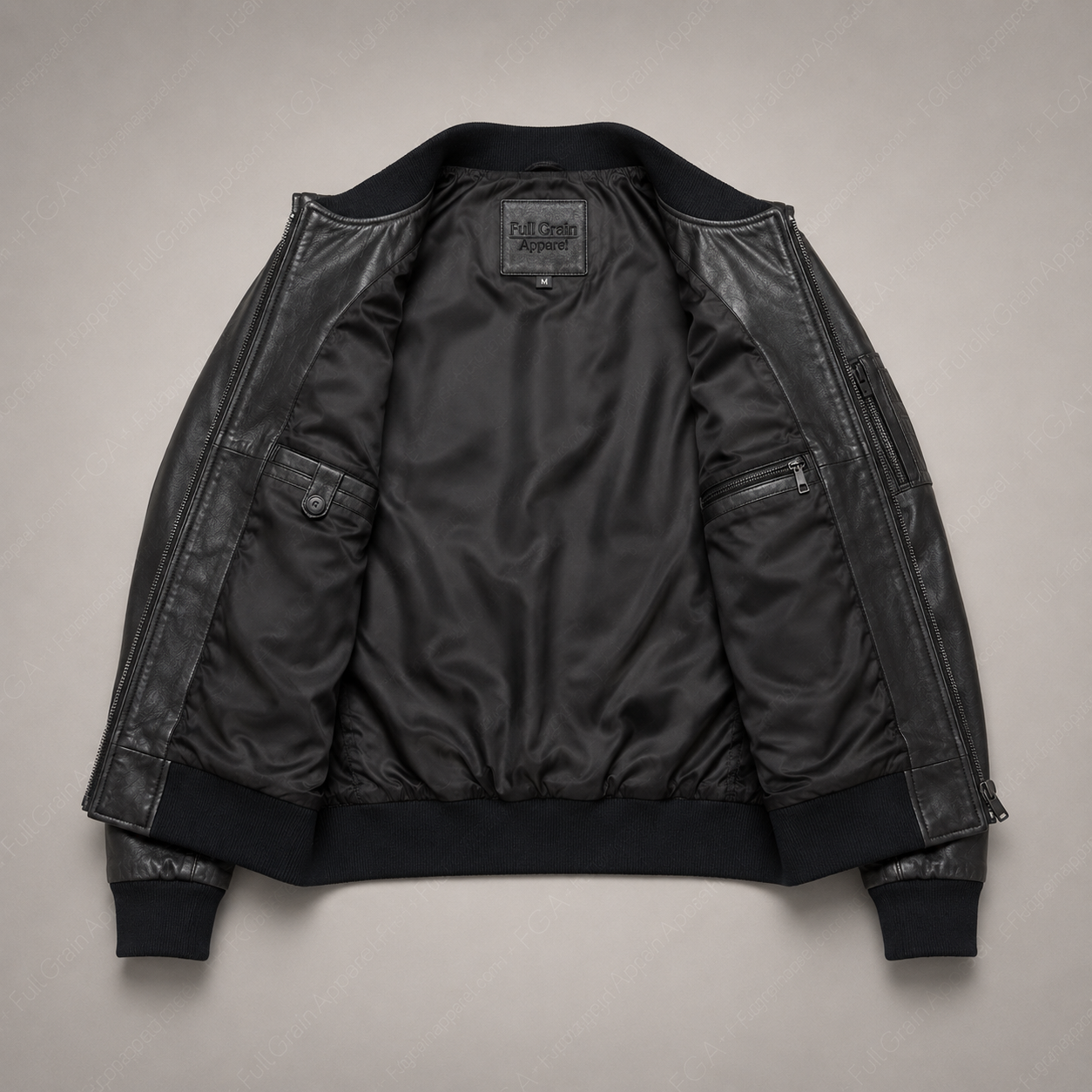 Chaqueta Bomber de Cuero Negro para Hombre Estilo Piloto Moderno Confección en Piel Plena Flor