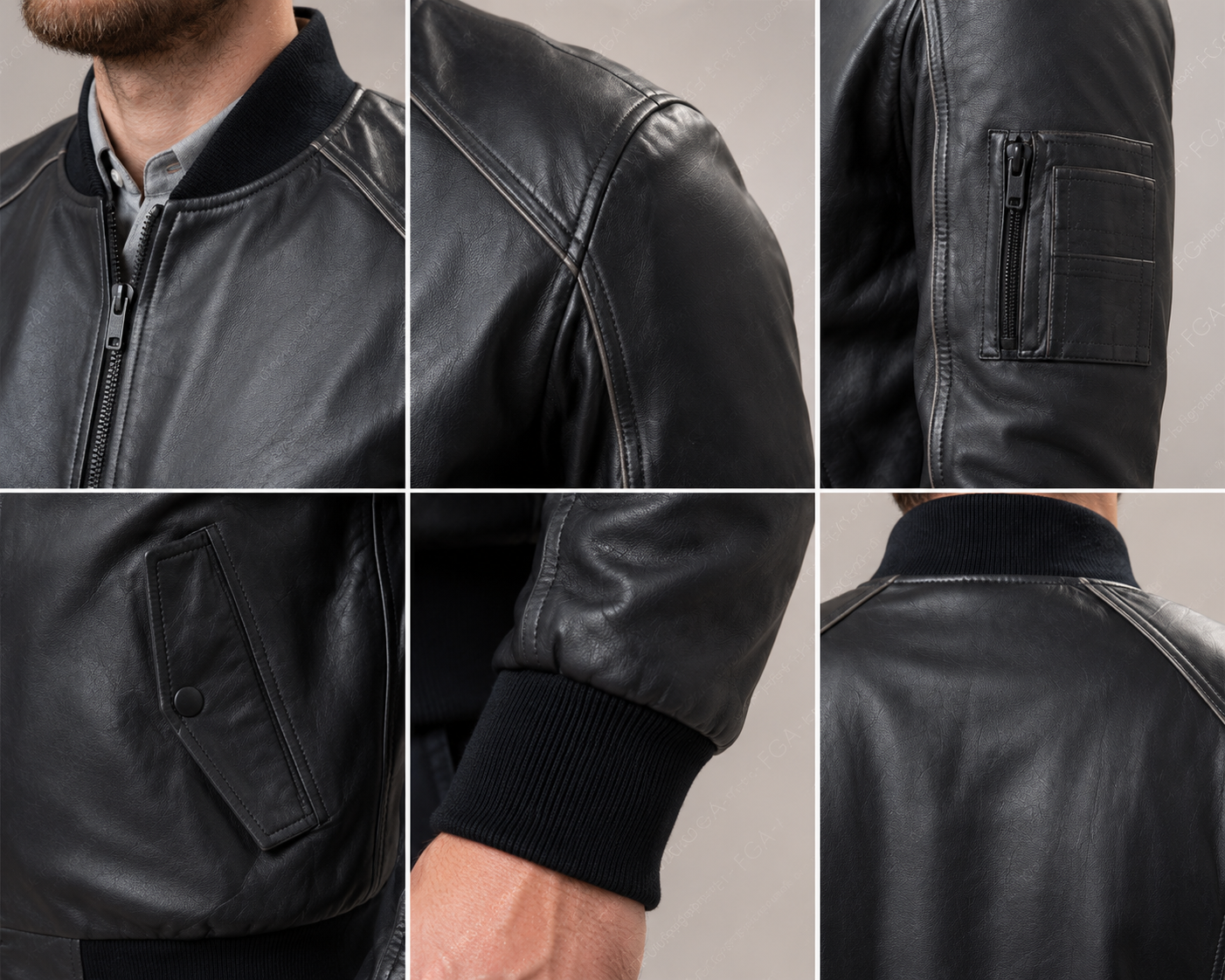 Chaqueta Bomber de Cuero Negro para Hombre Estilo Piloto Moderno Confección en Piel Plena Flor