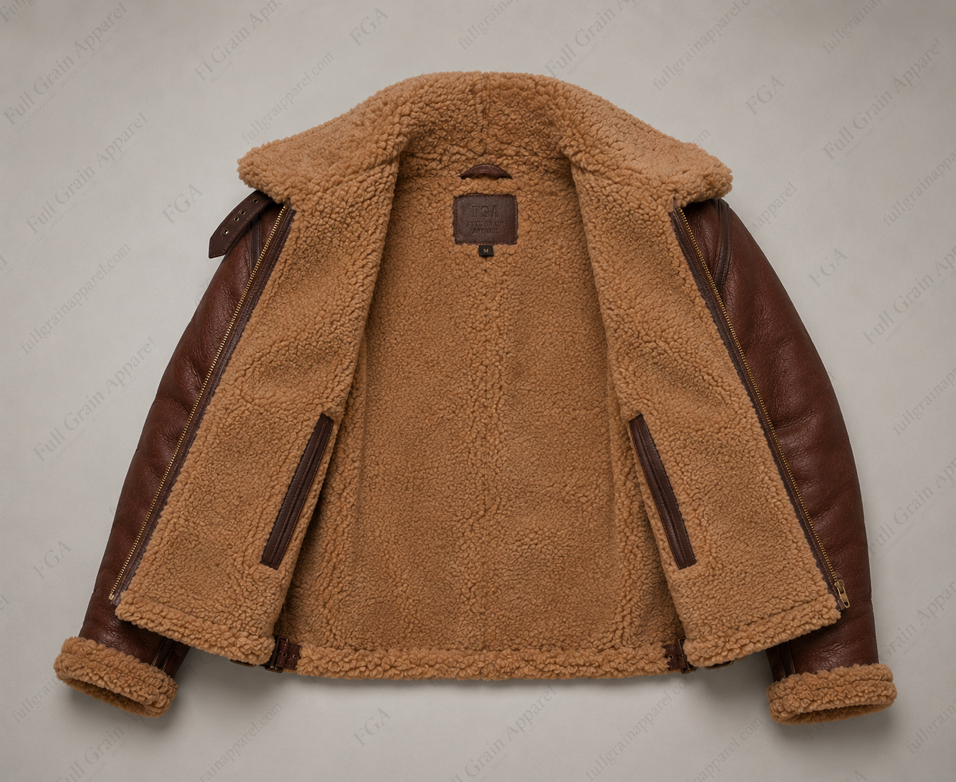 Chaqueta Aviador Bombardero de Piel de Oveja Marrón para Hombre | Vuelo B3 | Prendas de Piel de Grano Completo