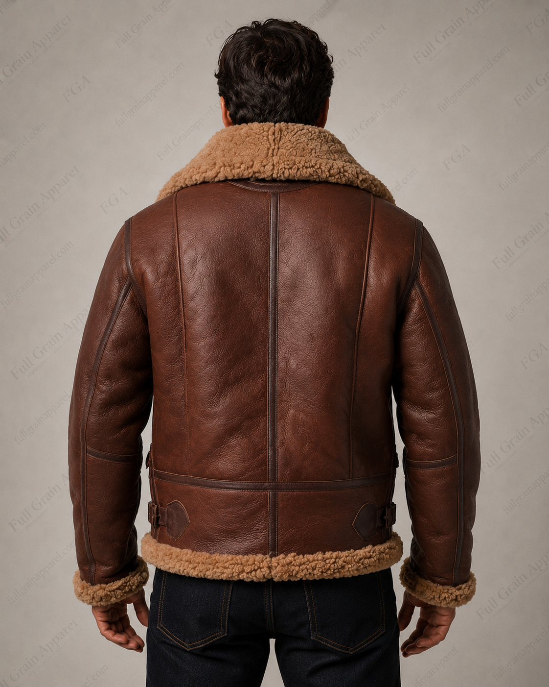 Chaqueta Aviador Bombardero de Piel de Oveja Marrón para Hombre | Vuelo B3 | Prendas de Piel de Grano Completo
