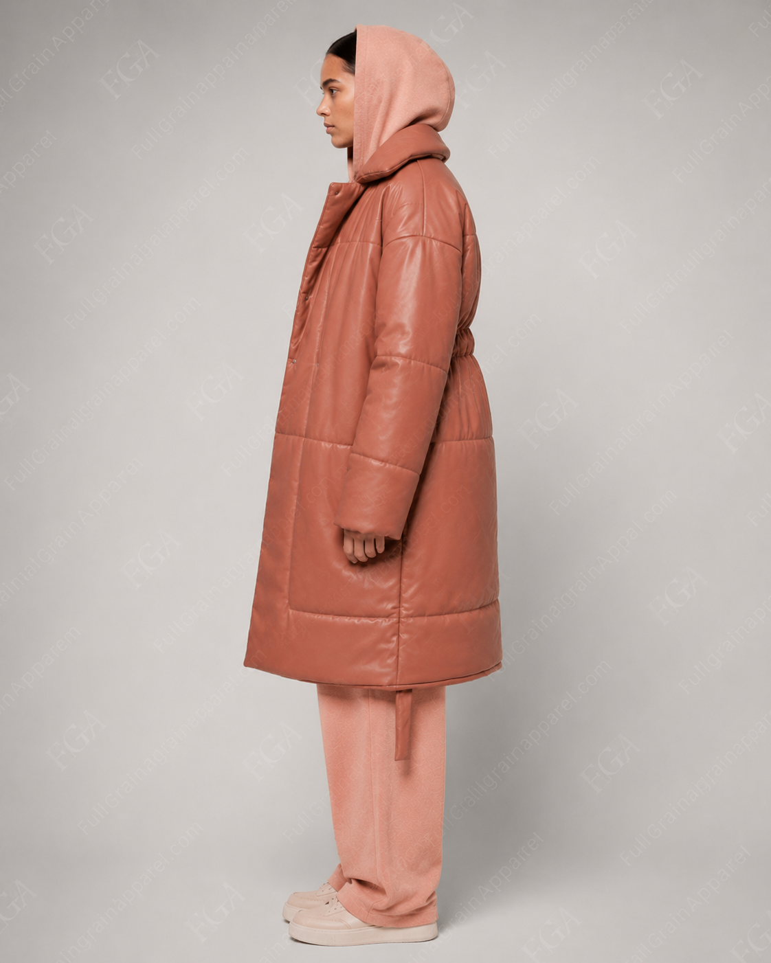 Women’s Oversized Leather Puffer Coat | Hooded Winter Jacket | Full Grain Apparel
