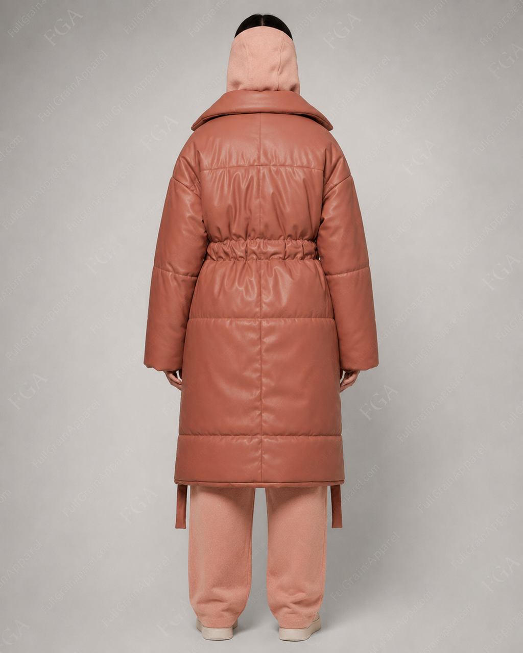 Women’s Oversized Leather Puffer Coat | Hooded Winter Jacket | Full Grain Apparel