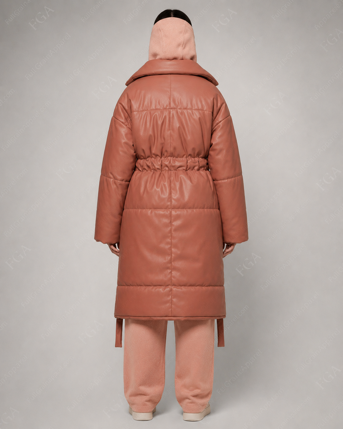 Women’s Oversized Leather Puffer Coat | Hooded Winter Jacket | Full Grain Apparel