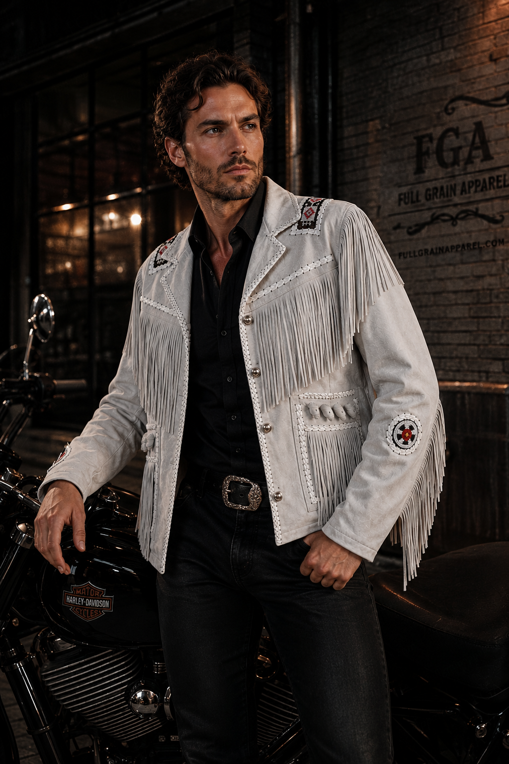 Men’s White Western Fringe Suede Jacket Cowboy Style Full Grain Apparel