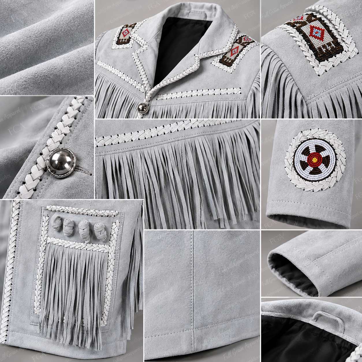 Men’s White Western Fringe Suede Jacket Cowboy Style Full Grain Apparel