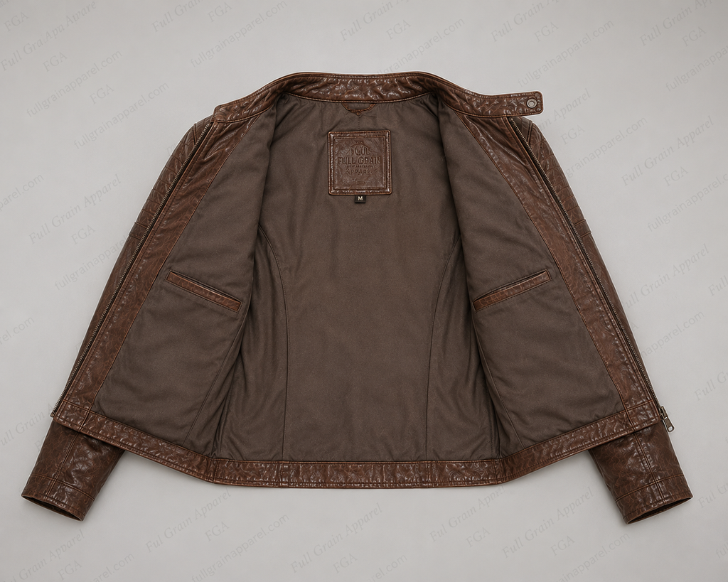 Men’s Brown Vintage Biker Leather Jacket Cafe Racer Full Grain Apparel