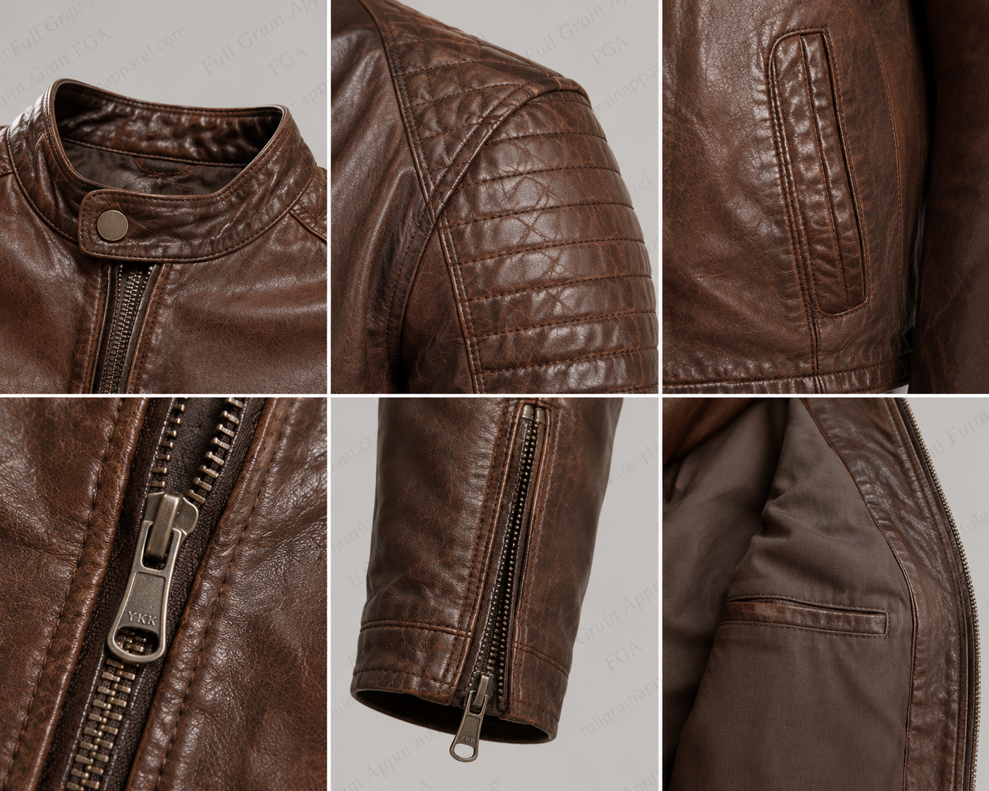 Men’s Brown Vintage Biker Leather Jacket Cafe Racer Full Grain Apparel
