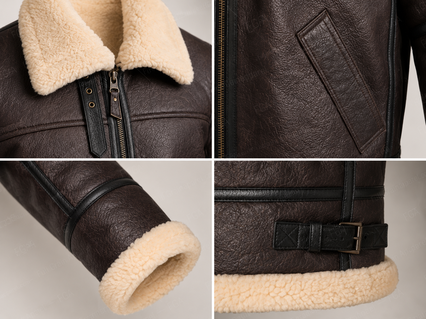 Men’s Brown Shearling Aviator Jacket | B3 Bomber | Full Grain Apparel