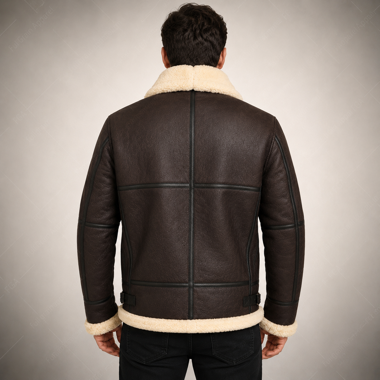 Men’s Brown Shearling Aviator Jacket | B3 Bomber | Full Grain Apparel