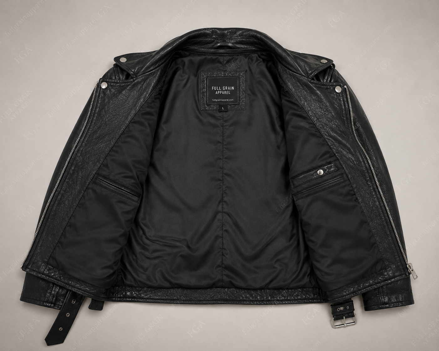 Chaqueta de cuero de motociclista negra para hombre | Moto clásica | Prenda de piel de plena flor