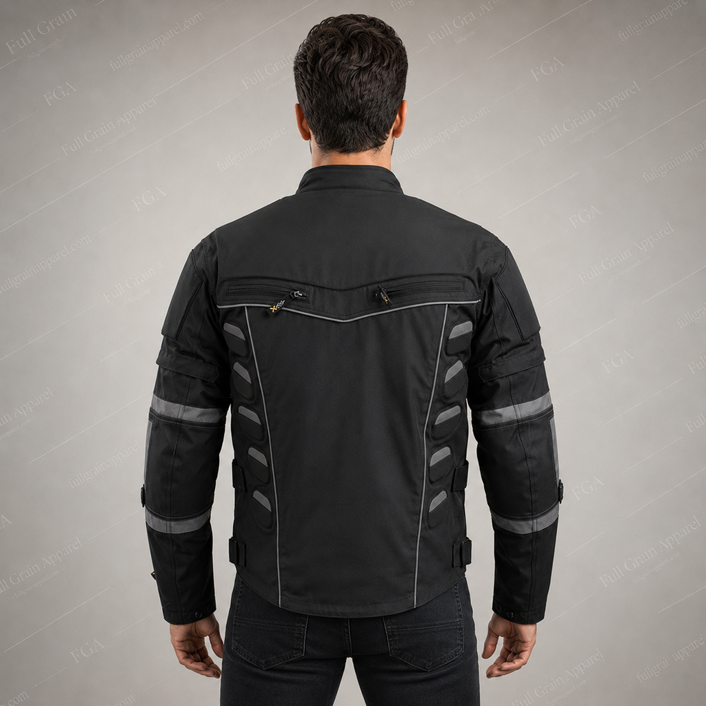 Men’s Armored Motorcycle Riding Jacket Touring Moto Full Grain Apparel
