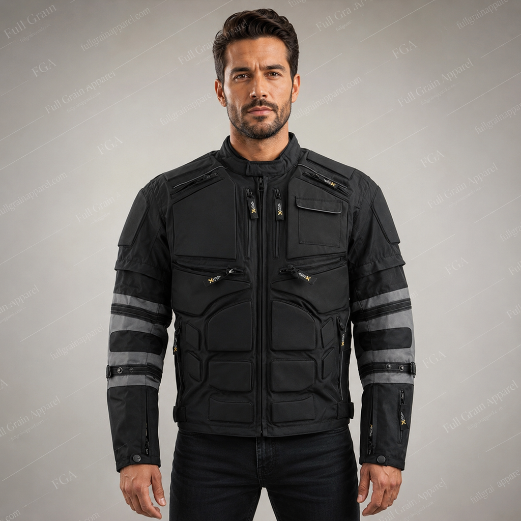 Men’s Armored Motorcycle Riding Jacket Touring Moto Full Grain Apparel