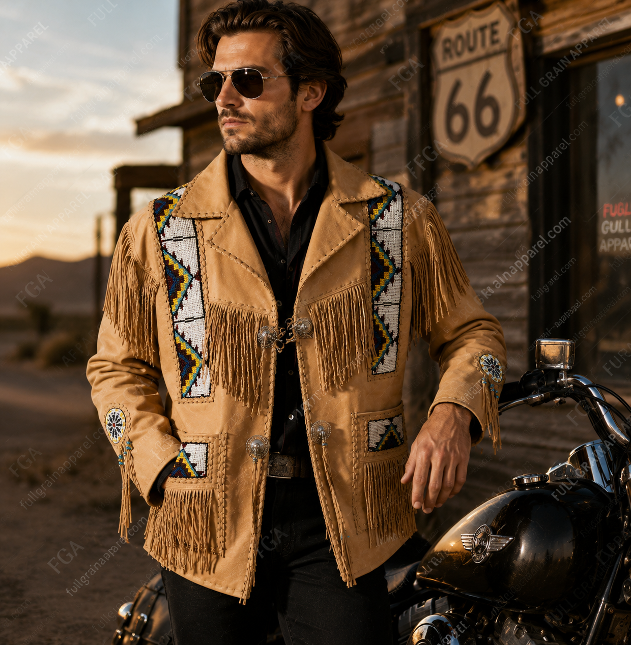 Men’s Western Fringe Leather Jacket Cowboy Style Full Grain Apparel