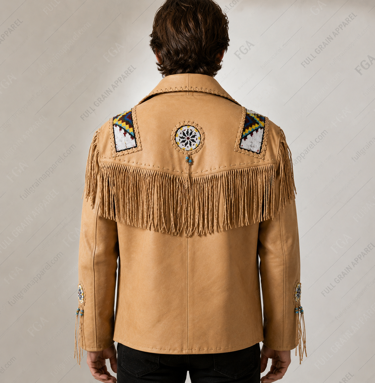 Men’s Western Fringe Leather Jacket Cowboy Style Full Grain Apparel